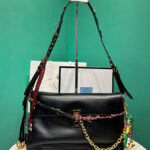 Prada Soft Sound Large Leather Shoulder Bag With Charms 1BD378 Black